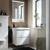 ÄNGSJÖN / ORRSJÖN Meuble à tiroirs/lavabo/mitigeur, ultrabrillant blanc, 25x21 3/4x27 5/8 "