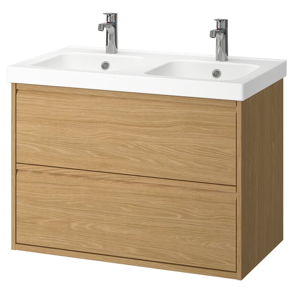 ÄNGSJÖN / ORRSJÖN Meuble-lav à tiroirs/lav/mitigeurs, eff chêne, 37 1/8x21 3/4x27 5/8 "