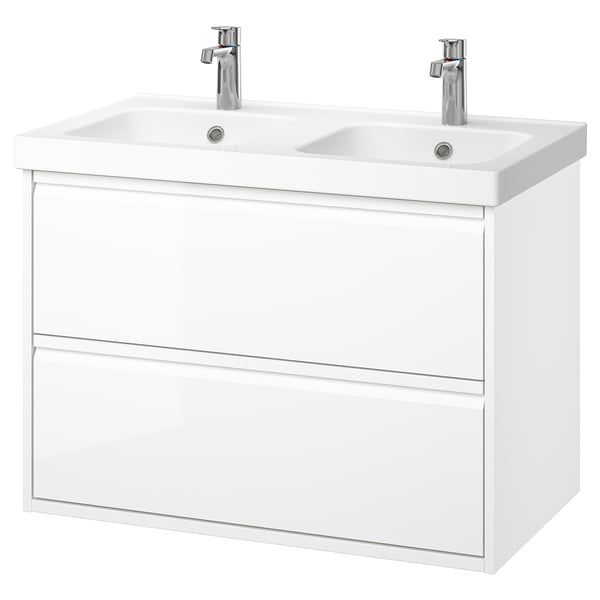 ÄNGSJÖN / ORRSJÖN Meuble-lav à tiroirs/lav/mitigeurs, ultrabrillant blanc, 37 1/8x21 3/4x27 5/8 "