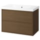 ÄNGSJÖN / ORRSJÖN Meuble sdb avec tiroirs/lavabo, brun eff chêne, 37x21 3/4x27 5/8 "