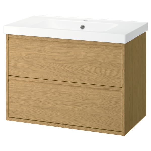 ÄNGSJÖN / ORRSJÖN Meuble sdb avec tiroirs/lavabo, eff chêne, 37x21 3/4x27 5/8 "
