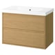 ÄNGSJÖN / ORRSJÖN Meuble sdb avec tiroirs/lavabo, eff chêne, 37x21 3/4x27 5/8 "