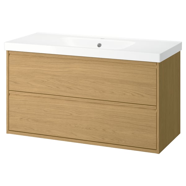 ÄNGSJÖN / ORRSJÖN Meuble sdb avec tiroirs/lavabo, eff chêne, 49x21 3/4x27 5/8 "
