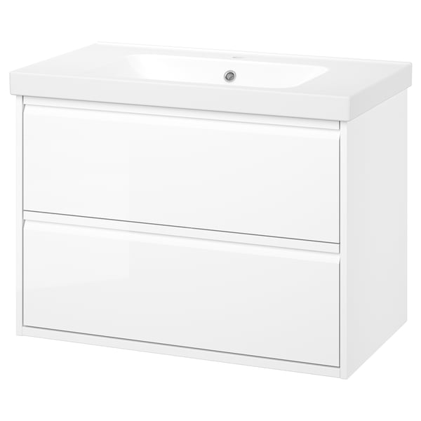 ÄNGSJÖN / ORRSJÖN Meuble sdb avec tiroirs/lavabo, ultrabrillant blanc, 37x21 3/4x27 5/8 "