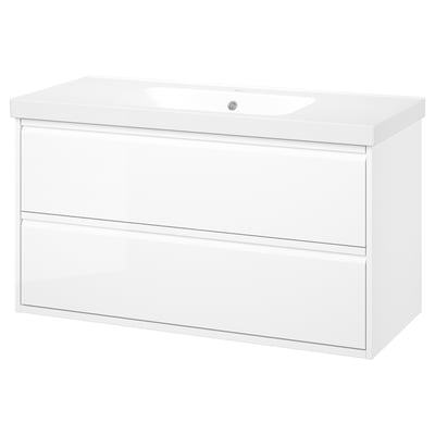 ÄNGSJÖN / ORRSJÖN Meuble sdb avec tiroirs/lavabo, ultrabrillant blanc, 49x21 3/4x27 5/8 "