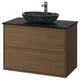 ÄNGSJÖN / OXMYREN Meuble à tiroirs/lavabo/mitigeur, brun eff chêne/noir marbré, 37x21 1/2x30 5/8 "