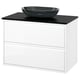 ÄNGSJÖN / OXMYREN Meuble sdb avec tiroirs/lavabo, ultrabrillant blanc/noir marbré, 37x21 1/2x30 5/8 "