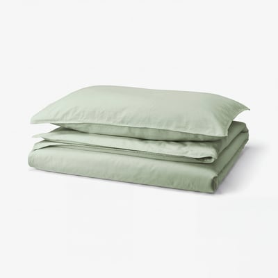 ÄNGSLILJA Housse de couette et taie(s), gris-vert pâle, 1 place
