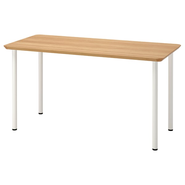 ANFALLARE / ADILS Bureau, bambou/blanc, 55 1/8x25 5/8 "