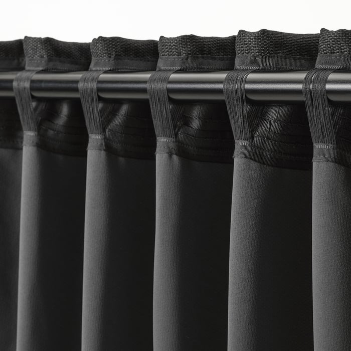 ANNAKAJSA rideaux assombrissants, 2 panneaux, anthracite/ruban fronceur ...