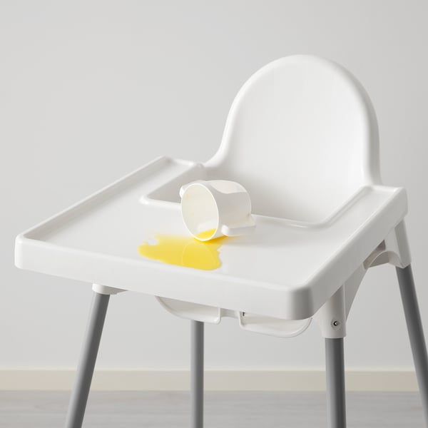 Antilop Chaise Haute Avec Plateau Blanc Gris Argent Ikea