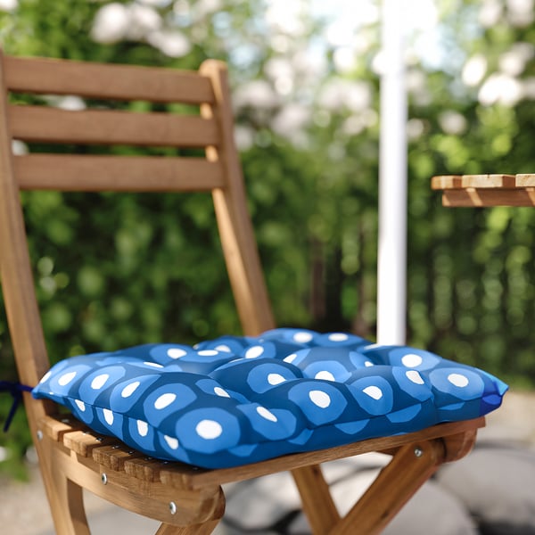 ASKHOLMEN Table à abattants + 4 chaises, ext, pliant brun foncé/Klösan bleu foncé
