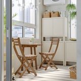 ASKHOLMEN Table mur+2 chaises pliantes, ext, brun foncé, 27 1/2x17 3/8 "