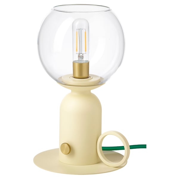 ÅSKMULLER Lampe de table, intensité lumineuse réglable jaune clair/vert, 9 "