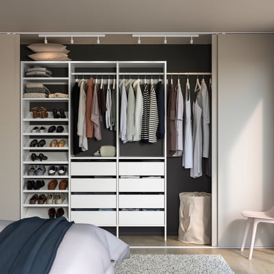 AURDAL Agencement armoire-penderie, blanc, 95 1/8-108 1/8x15 3/4x87 "