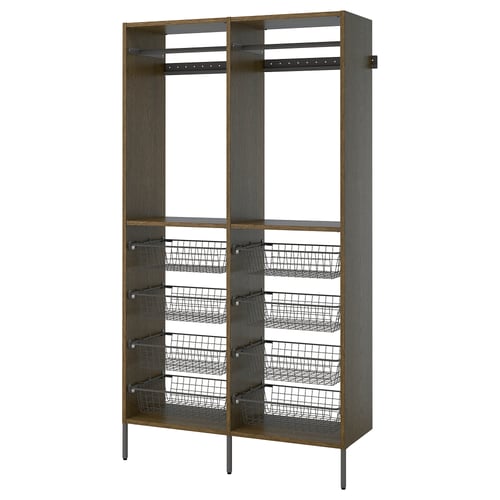 AURDAL Agencement armoire-penderie, brun chêne plaqué teinté/gris foncé, 49 1/4x15 3/4x87 "