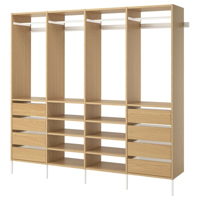 AURDAL Agencement armoire-penderie, chêne plaqué/blanc, 98 3/8x15 3/4x87 "