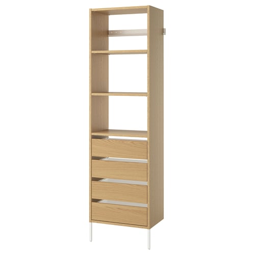 AURDAL Agencement armoire-penderie, chêne plaqué/blanc, 25 5/8x15 3/4x87 "