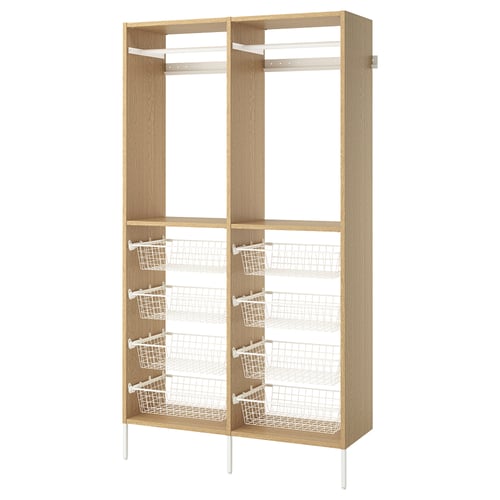 AURDAL Agencement armoire-penderie, chêne plaqué/blanc, 49 1/4x15 3/4x87 "