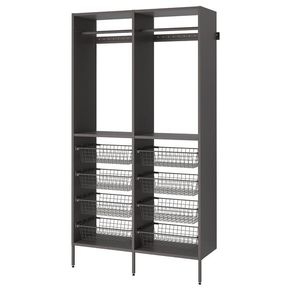 AURDAL Agencement armoire-penderie, gris foncé, 49 1/4x15 3/4x87 "