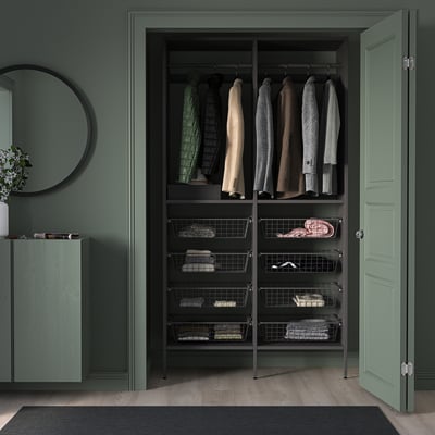 AURDAL Agencement armoire-penderie, gris foncé, 49 1/4x15 3/4x87 "