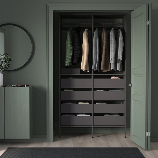 AURDAL Agencement armoire-penderie, gris foncé, 49 1/4x15 3/4x87 "