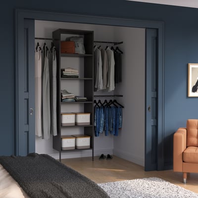 AURDAL Agencement armoire-penderie, gris foncé, 68 1/2-94 1/2x15 3/4x87 "