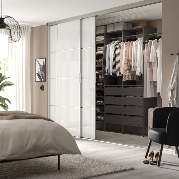 AURDAL Agencement armoire-penderie, gris foncé, 95 1/8-108 1/8x15 3/4x87 "