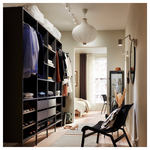 AURDAL Agencement armoire-penderie, gris foncé, 118 7/8-132 7/8x15 3/4x87 "