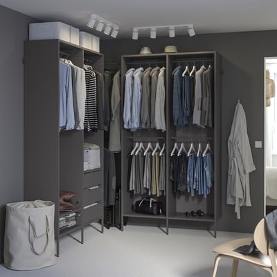 AURDAL Agencement armoire-penderie, gris foncé, 70 7/8-83 7/8x15 3/4x87 "