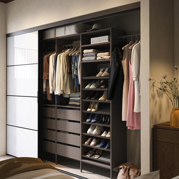 AURDAL Agencement armoire-penderie, gris foncé, 95 1/8-108 1/8x15 3/4x87 "