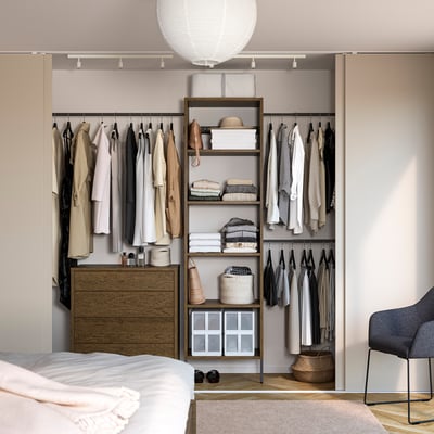 AURDAL / TONSTAD Mobilier chambre, ensemble de 2, brun chêne plaqué teinté/gris foncé