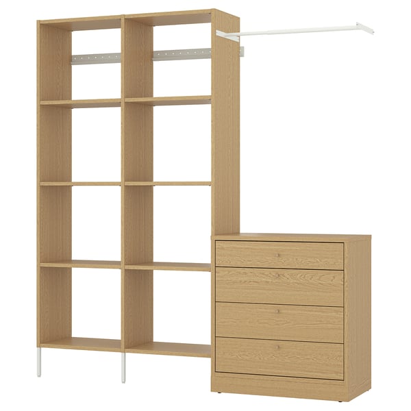 AURDAL / TONSTAD Mobilier chambre, ensemble de 2, chêne plaqué/blanc