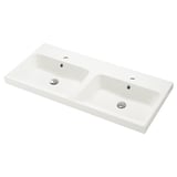 BACKSJÖN Lavabo double, blanc, 48 1/8x21 "