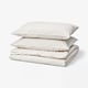 BANDKNIPPE Housse de couette et taie(s), blanc/beige, 2 places/grand 2 places