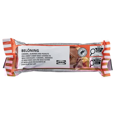 BELÖNING Barre de chocolat au lait, avec caramel et amande salée certifié Rainforest Alliance, 2 oz