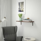 BERGSHULT / KROKSHULT Étagère murale, effet noyer/anthracite, 31 1/2x11 3/4 "