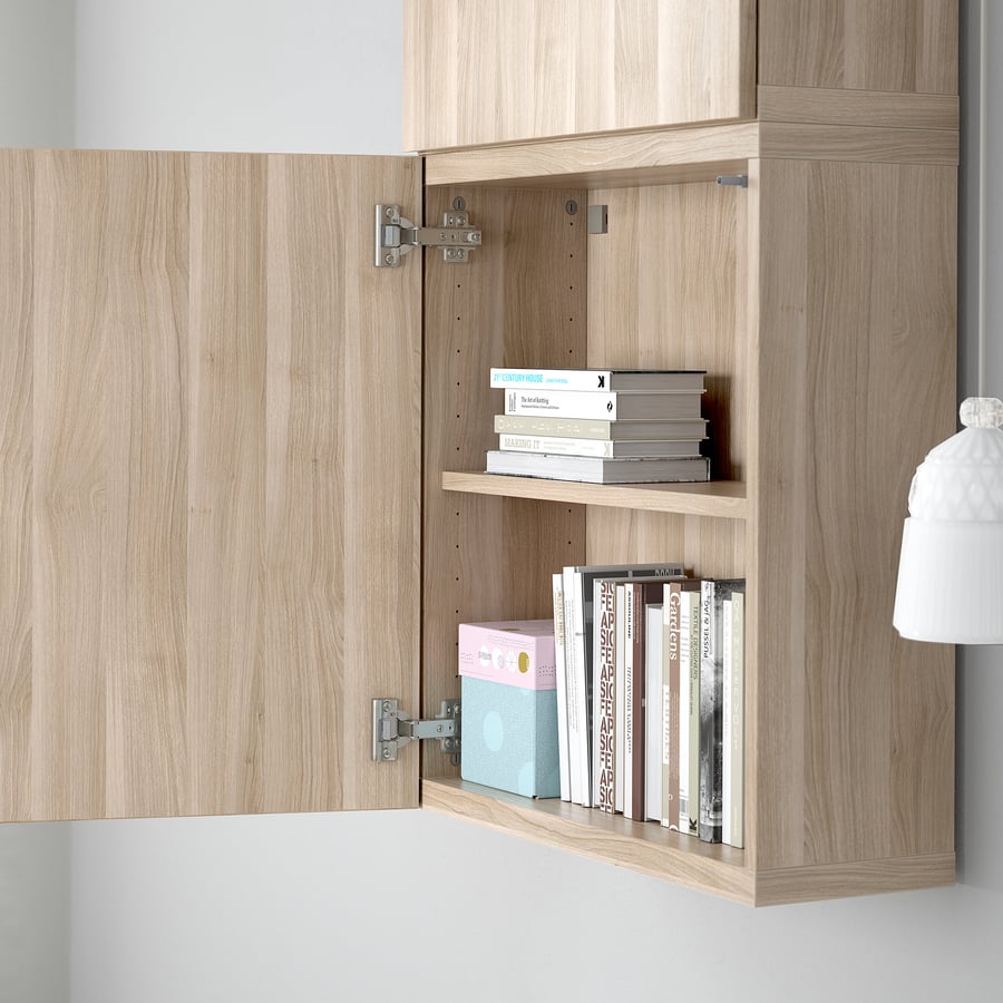 BESTÅ Armoire murale 2 portes, Lappviken effet noyer teinté gris