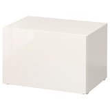 BESTÅ Étagère avec porte, blanc/Selsviken ultrabrillant/blanc, 23 5/8x16 1/2x15 "