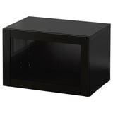 BESTÅ Étagère avec porte vitrée, brun-noir/Sindvik verre transparent brun-noir, 23 5/8x16 1/2x15 "