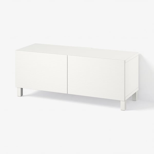 BESTÅ Meuble télé avec portes, blanc Laxviken/Stubbarp/blanc, 47 1/4x16 1/2x18 7/8 "