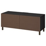 BESTÅ Meuble télé avec portes, brun-noir Björköviken/Mejarp/brun chêne plaqué teinté, 47 1/4x16 1/2x18 7/8 "