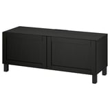 BESTÅ Meuble télé avec portes, brun-noir/Hanviken/Stubbarp brun-noir, 47 1/4x16 1/2x18 7/8 "
