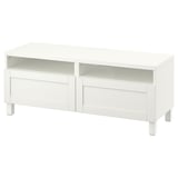 BESTÅ Meuble télé avec tiroirs, blanc/Hanviken/Stubbarp blanc, 47 1/4x16 1/2x18 7/8 "