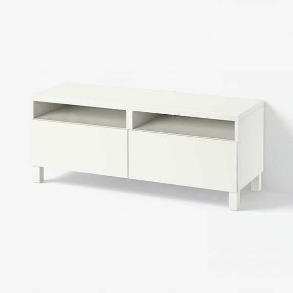 BESTÅ Meuble télé avec tiroirs, blanc/Lappviken/Stubbarp blanc, 47 1/4x16 1/2x18 7/8 "