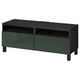 BESTÅ Meuble télé avec tiroirs, brun-noir/Selsviken/Stubbarp vert olive foncé, 47 1/4x16 1/2x18 7/8 "