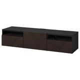 BESTÅ Meuble télé avec tiroirs et porte, brun-noir Hedeviken/brun foncé chêne plaqué teinté, 70 7/8x16 1/2x15 3/8 "