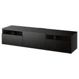 BESTÅ Meuble télé avec tiroirs et porte, brun-noir/Lappviken brun-noir, 70 7/8x16 1/2x15 3/8 "