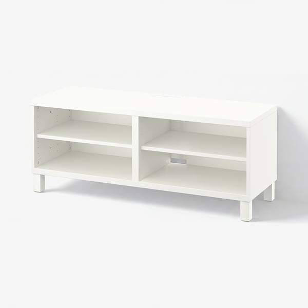 BESTÅ Meuble télé, blanc, 47 1/4x15 3/4x18 7/8 "