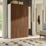 BESTÅ Rangement à portes, blanc brun/Lappviken effet noyer, 47 1/4x16 1/2x76 "